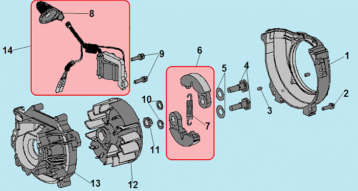 3 СЦЕПЛЕНИЕ - МАХОВИК - МАГНЕТО ТРИММЕР CHAMPION Т433
