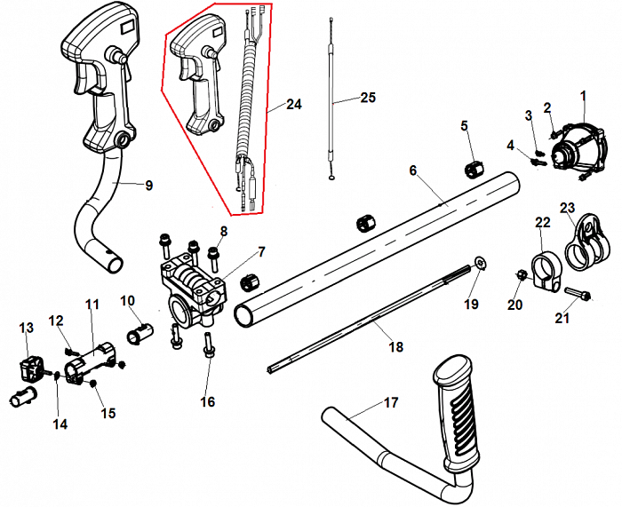 3 ВАЛ - ШТАНГА -ТОРОС ГАЗА  ТРИММЕР CHAMPION Т445