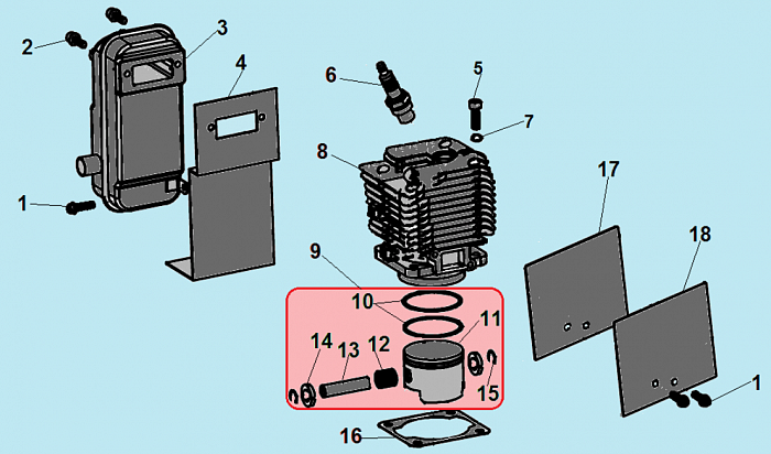 1 ПОРШЕНЬ - ЦИЛИНДР  - СТАРТЕР - СЦЕПЛЕНИЕ ОПРЫСКИВАТЕЛЬ CHAMPION PS282