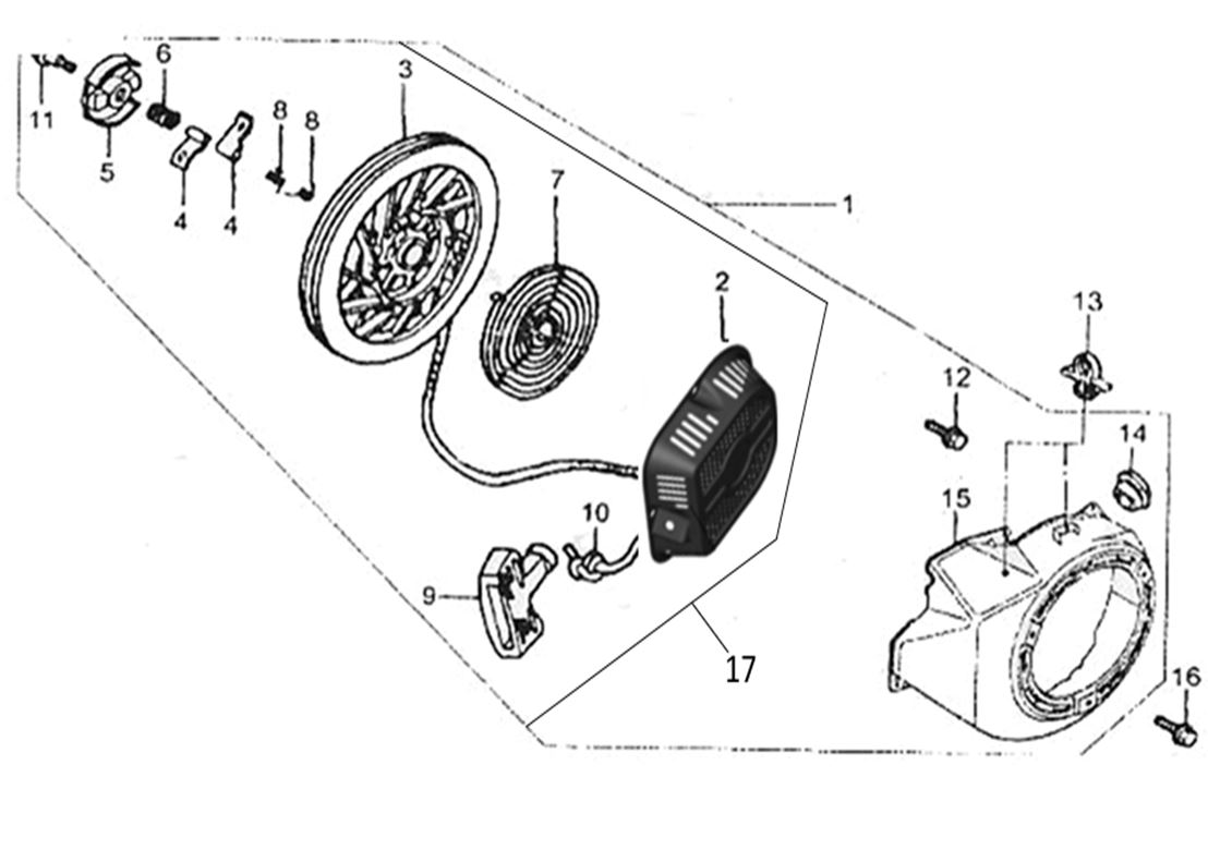 ЗАПЧАСТИ ДЛЯ ГЕНЕРАТОРА БЕНЗИНОВОГО ELITECH СГБ 6500Р (СТАРТЕР РУЧНОЙ)