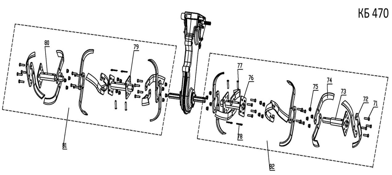 ЗАПЧАСТИ ДЛЯ КУЛЬТИВАТОРА БЕНЗИНОВОГО ELITECH КБ 470 (ШНЕК)
