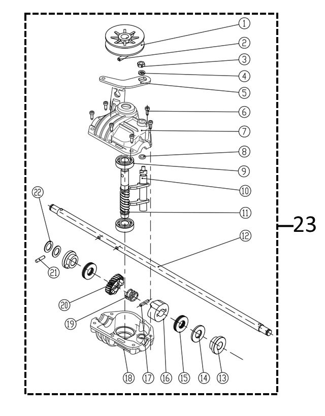 ЗАПЧАСТИ ДЛЯ ГАЗОНОКОСИЛКИ БЕНЗИНОВОЙ ELITECH К 5500L (РЕДУКТОР)