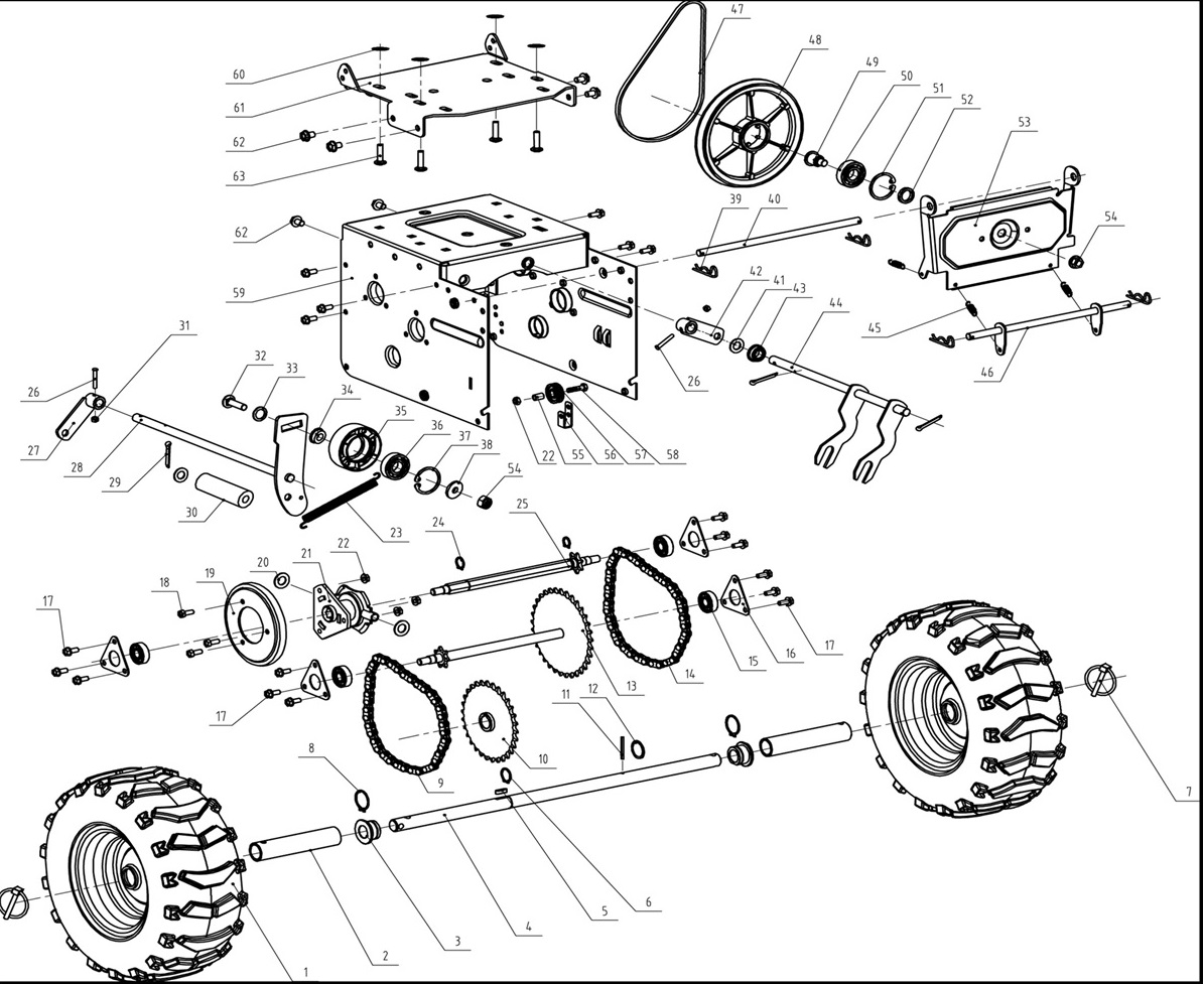 ЗАПЧАСТИ ДЛЯ СНЕГОУБОРЩИКА БЕНЗИНОВОГО ELITECH СК 11 (2013 ГОД) (РЕДУКТОР)