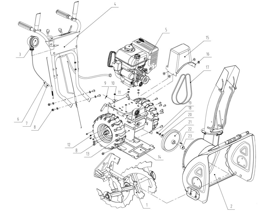 ЗАПЧАСТИ ДЛЯ СНЕГОУБОРЩИКА БЕНЗИНОВОГО ELITECH СК 11 (2013 ГОД) (ОБЩАЯ)