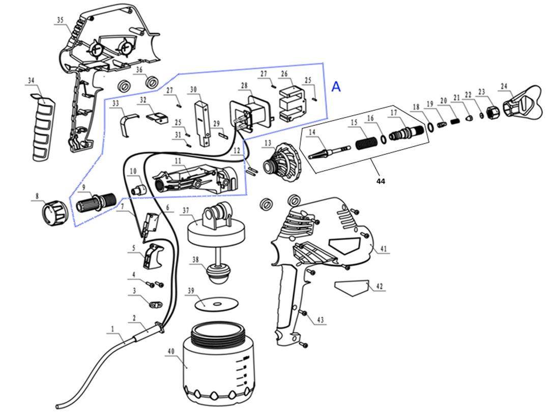 ЗАПЧАСТИ ДЛЯ КРАСКОРАСПЫЛИТЕЛЯ ЭЛЕКТРИЧЕСКОГО ELITECH КЭ 110С
