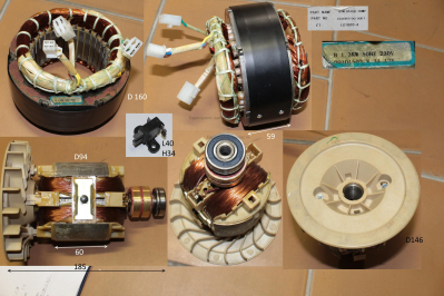 Альтернатор в сборе, 1.3кВт, Статор D160, L60, Ротор D94, L60, 3 клеммы, 8 конт. БЭС 1800Р