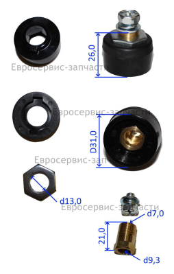 Коннектор сварочный, EURO. LAO-135P-015. ИС 160ПН Промо