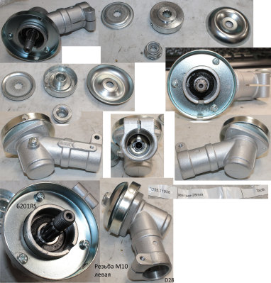 Редуктор в сборе (под штангу D.28 мм, 9-шлицов) (без ножа)